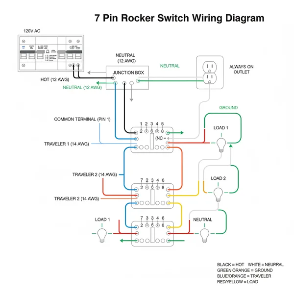 7 pin rocker switch wiring diagram diagram with labeled components and explanations