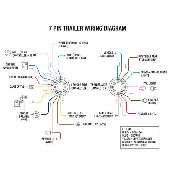 7 pin trailer wiring diagram diagram with labeled components and explanations