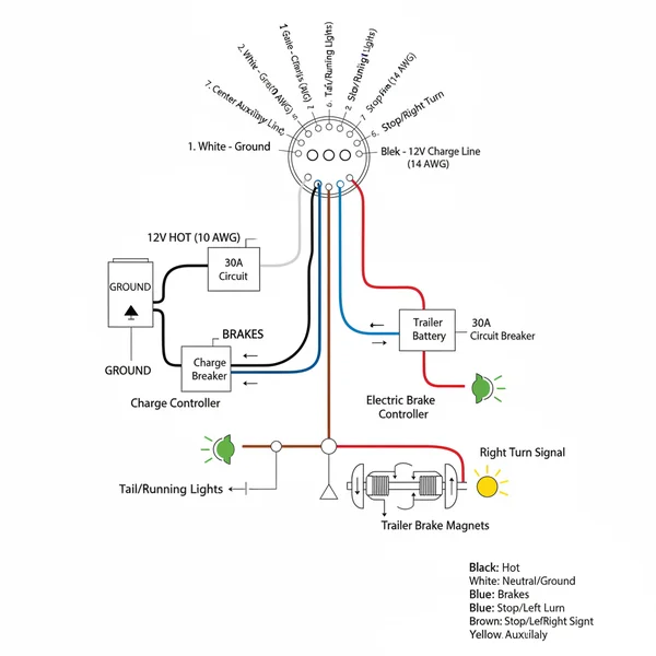 7 pin trailer wiring diagram with brakes and battery diagram with labeled components and explanations