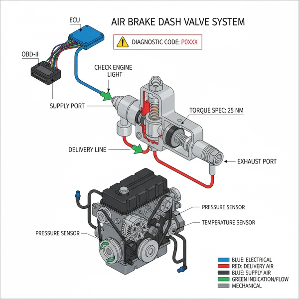 air brake dash valve diagram diagram with labeled components and explanations