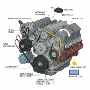 belt routing 6.0 vortec serpentine belt diagram diagram with labeled components and explanations