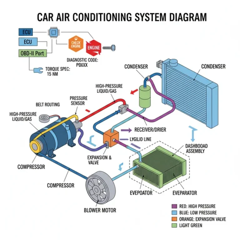 car air conditioning system diagram diagram with labeled components and explanations
