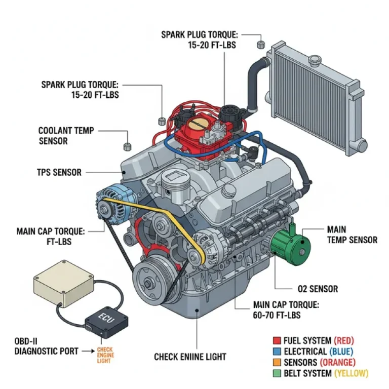 chevy 350 tbi engine diagram diagram with labeled components and explanations