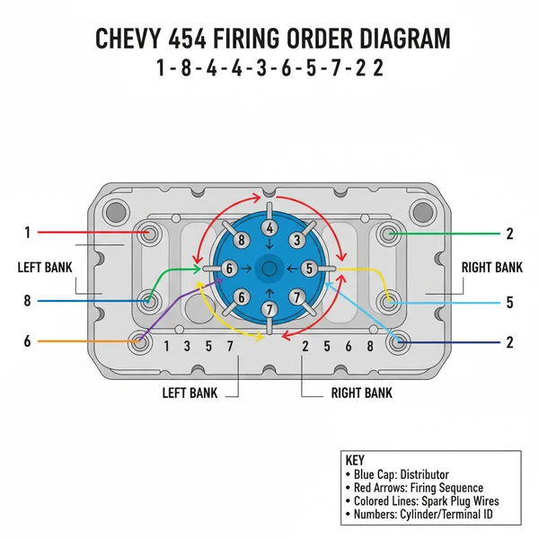 chevy 454 firing order diagram diagram with labeled components and explanations