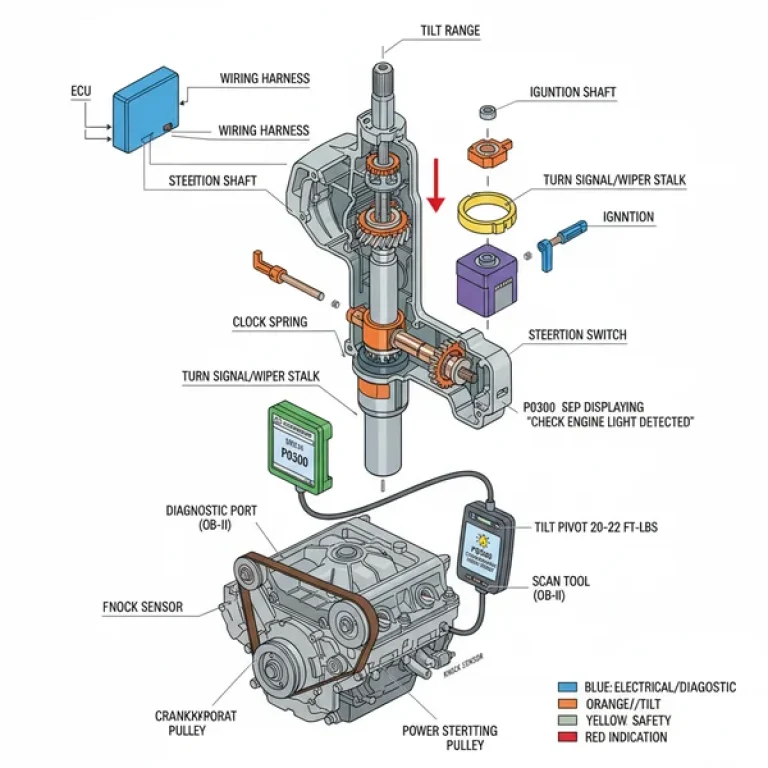 chevy tilt steering column diagram diagram with labeled components and explanations
