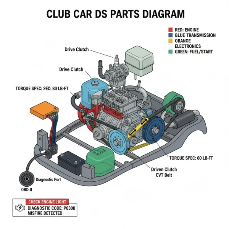 club car ds parts diagram diagram with labeled components and explanations