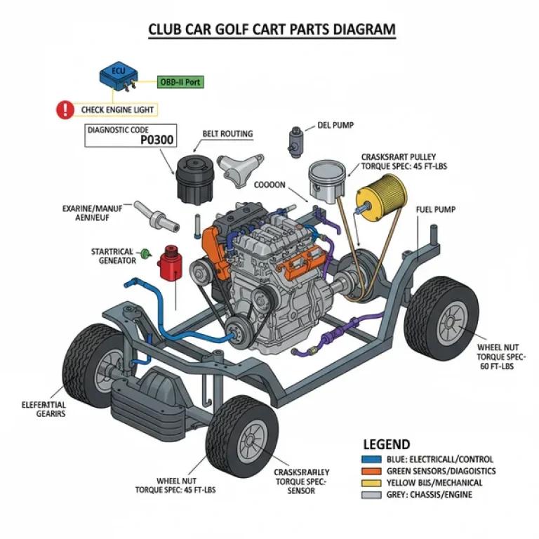 club car golf cart parts diagram diagram with labeled components and explanations