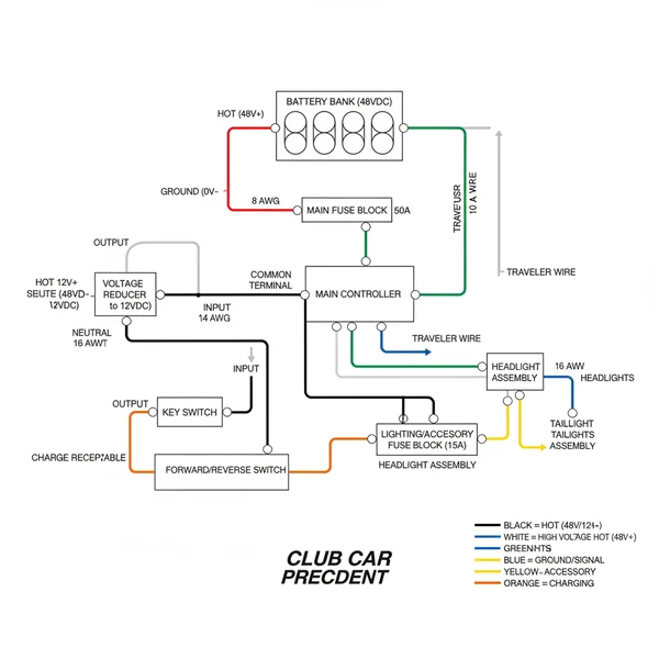 club car precedent wiring diagram diagram with labeled components and explanations