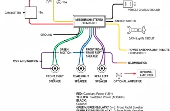 color code factory wiring mitsubishi stereo wiring diagram diagram with labeled components and explanations