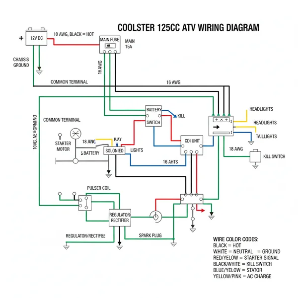 coolster 125cc atv wiring diagram diagram with labeled components and explanations