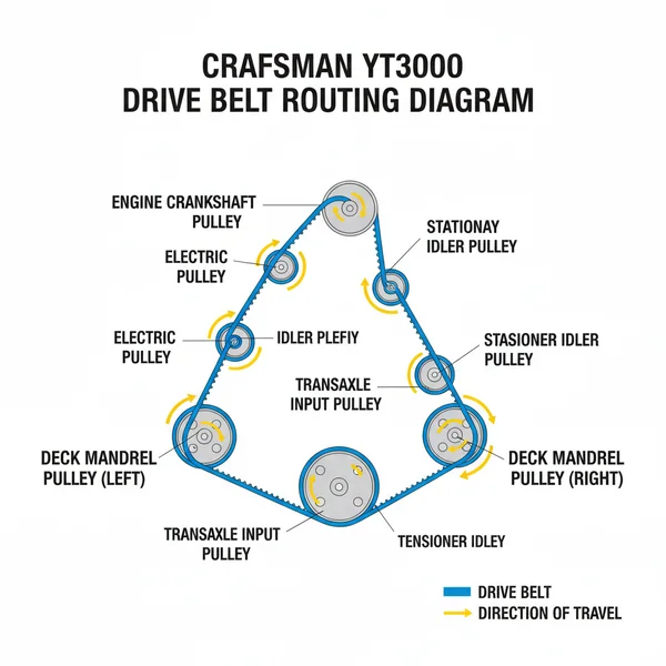 craftsman yt3000 drive belt diagram diagram with labeled components and explanations