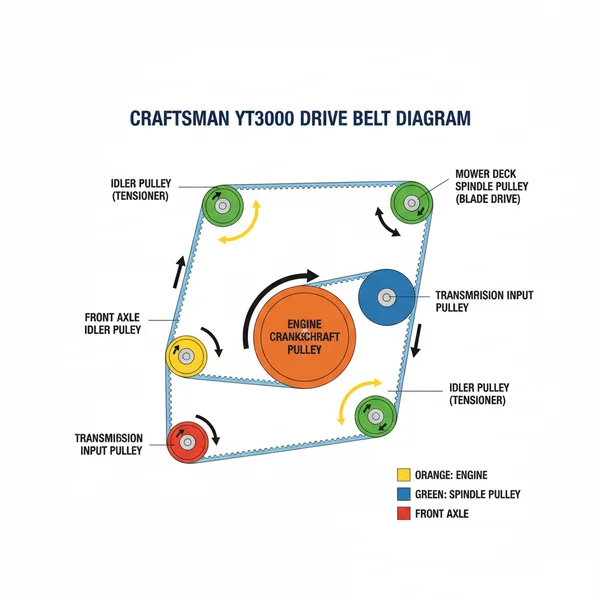 craftsman yt3000 drive belt diagram diagram with labeled components and explanations