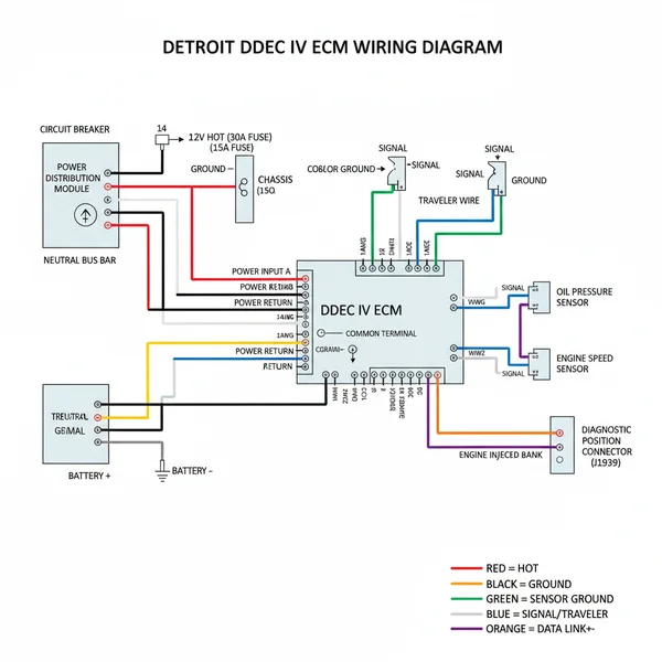 detroit ddec 4 ecm wiring diagram diagram with labeled components and explanations