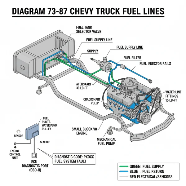 diagram 73 87 chevy truck fuel lines diagram with labeled components and explanations