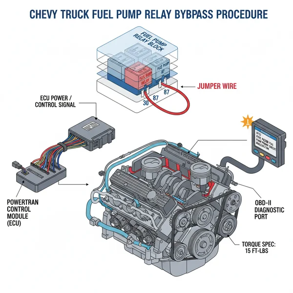 diagram how to jump fuel pump relay on chevy truck diagram with labeled components and explanations