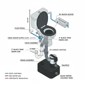 dometic 300 toilet parts diagram diagram with labeled components and explanations