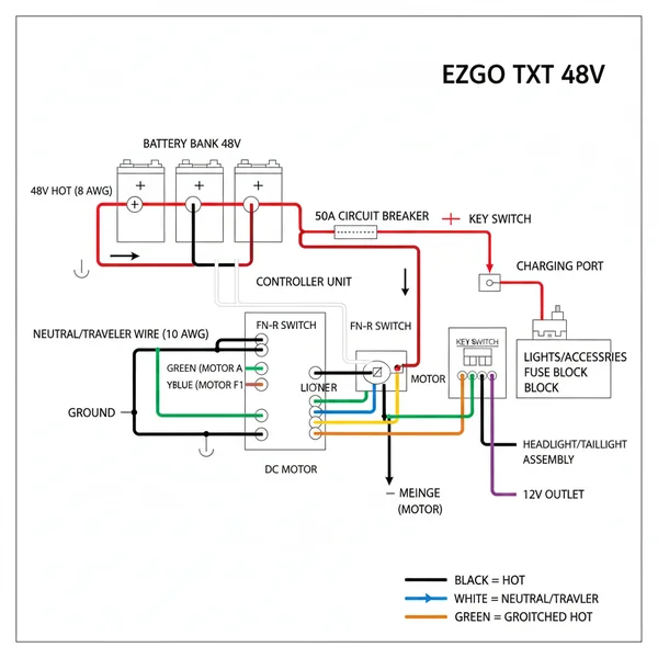 ezgo txt 48v wiring diagram diagram with labeled components and explanations