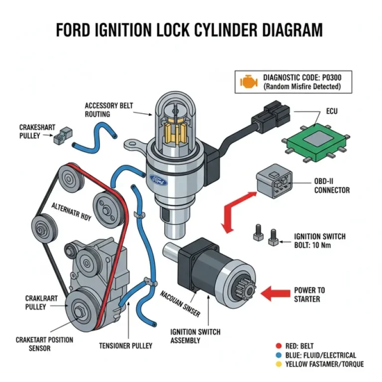 ford ignition lock cylinder diagram diagram with labeled components and explanations