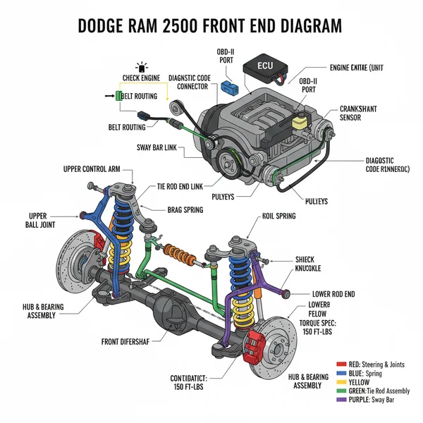 front suspension dodge ram 2500 front end diagram diagram with labeled components and explanations