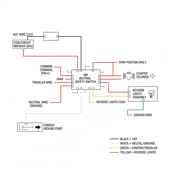 gm neutral safety switch wiring diagram diagram with labeled components and explanations