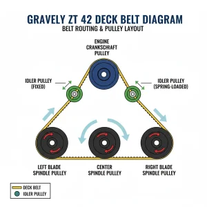 gravely zt 42 deck belt diagram diagram with labeled components and explanations