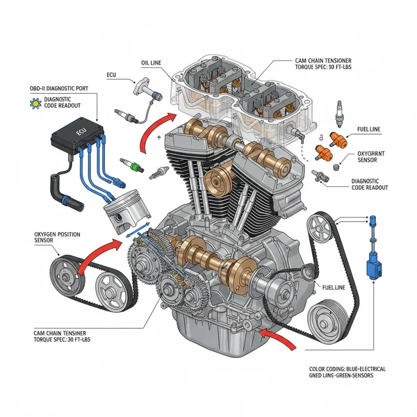harley twin cam engine diagram diagram with labeled components and explanations