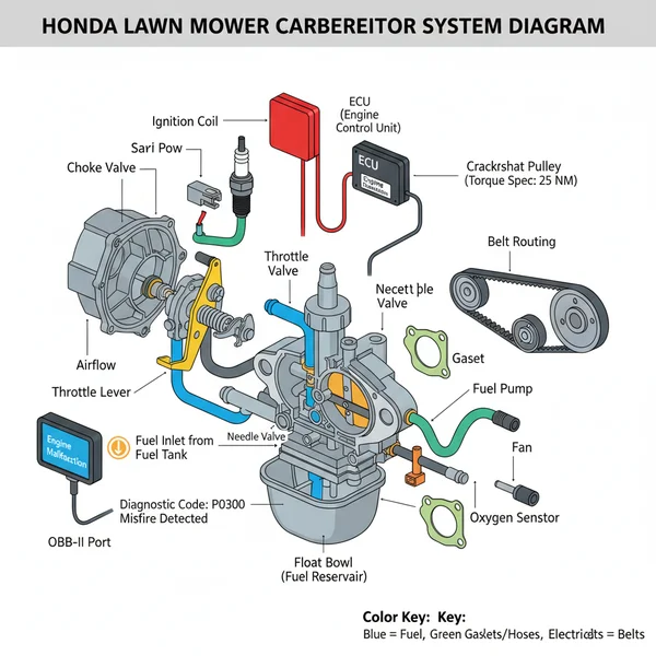 honda lawn mower carburetor diagram diagram with labeled components and explanations
