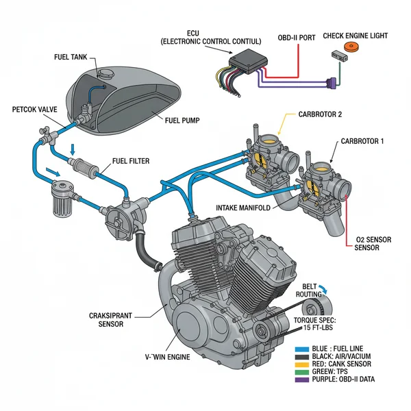 honda shadow fuel line diagram diagram with labeled components and explanations