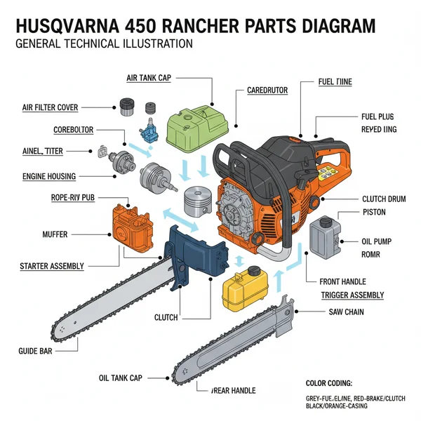 husqvarna 450 rancher parts diagram diagram with labeled components and explanations