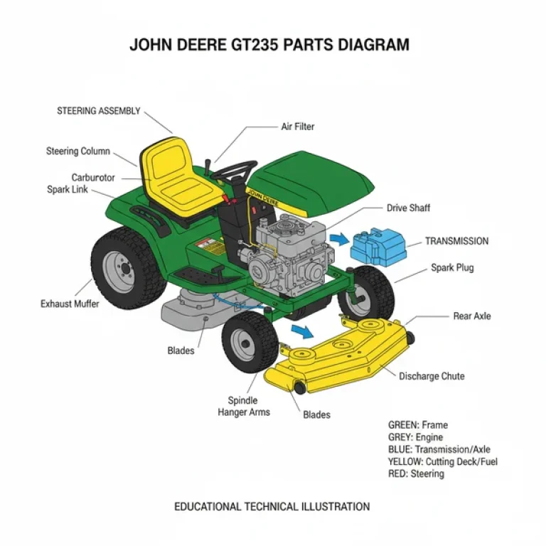 john deere gt235 parts diagram diagram with labeled components and explanations