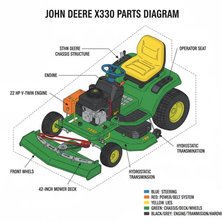 john deere x300 parts diagram diagram with labeled components and explanations