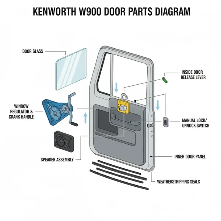 kenworth w900 door parts diagram diagram with labeled components and explanations