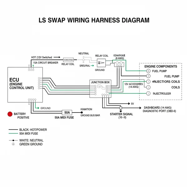 ls swap wiring harness diagram diagram with labeled components and explanations