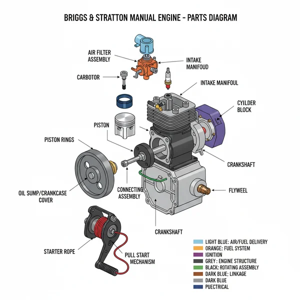 manual briggs and stratton parts diagram diagram with labeled components and explanations