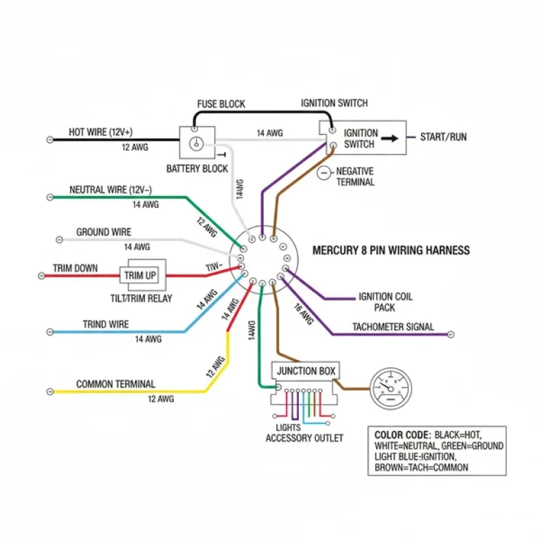 mercury 8 pin wiring harness diagram diagram with labeled components and explanations