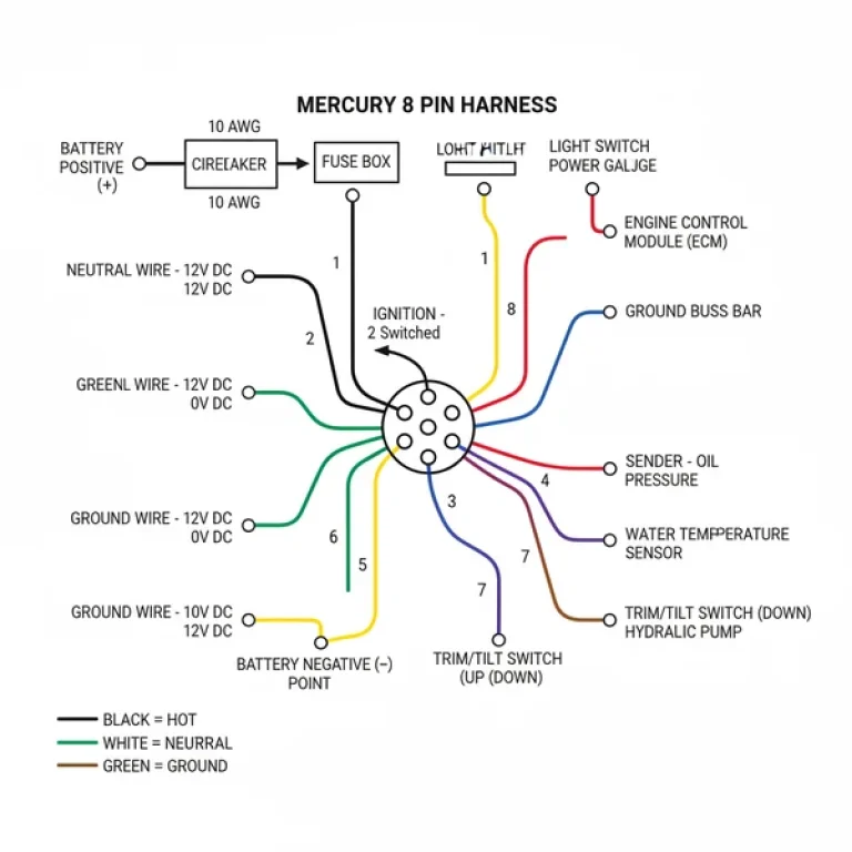 mercury 8 pin wiring harness diagram diagram with labeled components and explanations