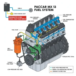 paccar mx 13 fuel system diagram diagram with labeled components and explanations