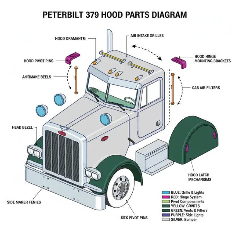 peterbilt 379 hood parts diagram diagram with labeled components and explanations