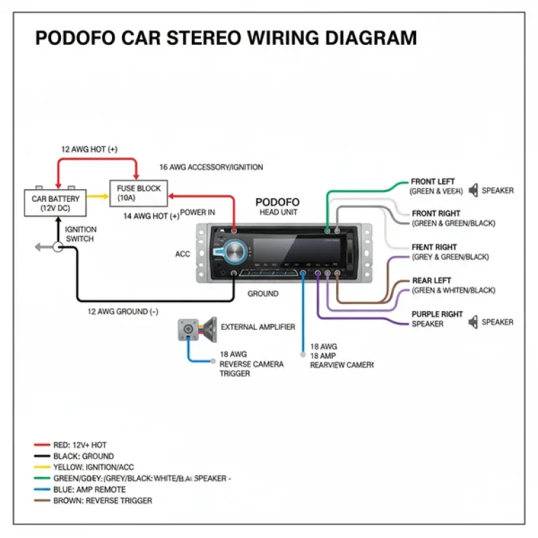 podofo car stereo wiring diagram diagram with labeled components and explanations