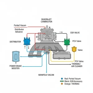 quadrajet vacuum line diagram for chevy 305 diagram with labeled components and explanations
