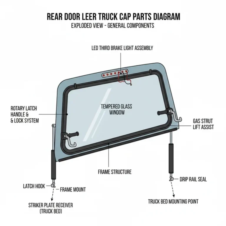 rear door leer truck cap parts diagram diagram with labeled components and explanations