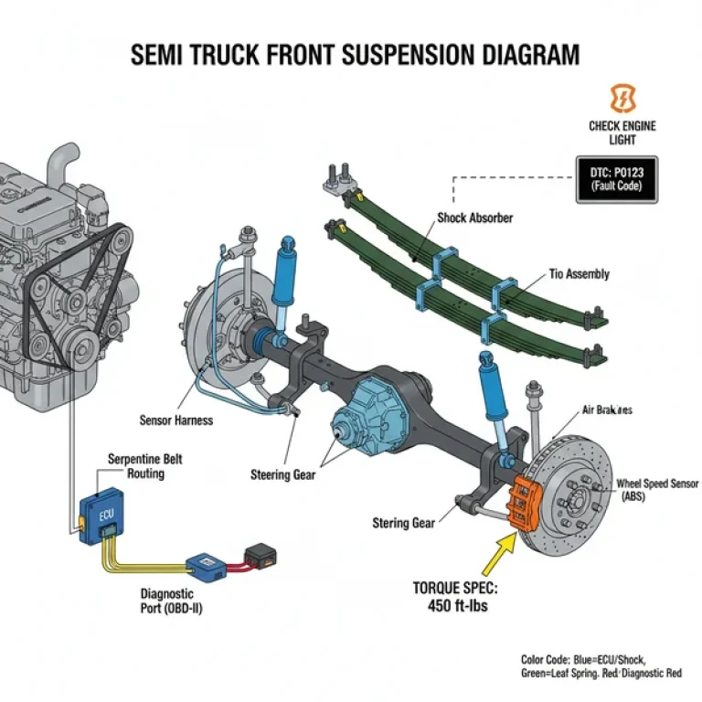 semi truck front suspension diagram diagram with labeled components and explanations
