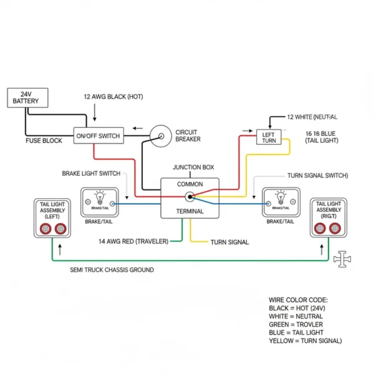 semi truck tail light wiring diagram diagram with labeled components and explanations