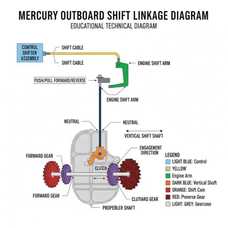 shifter mercury outboard shift linkage diagram diagram with labeled components and explanations