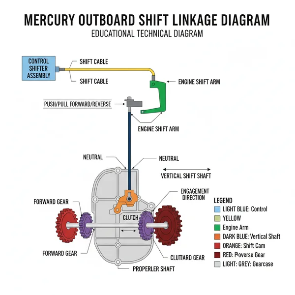 shifter mercury outboard shift linkage diagram diagram with labeled components and explanations