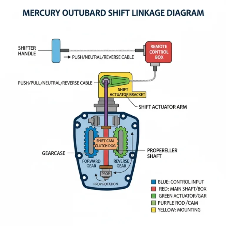 shifter mercury outboard shift linkage diagram diagram with labeled components and explanations