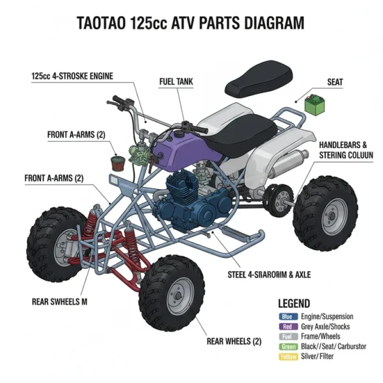 taotao 125cc atv parts diagram diagram with labeled components and explanations