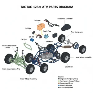 taotao 125cc atv parts diagram diagram with labeled components and explanations