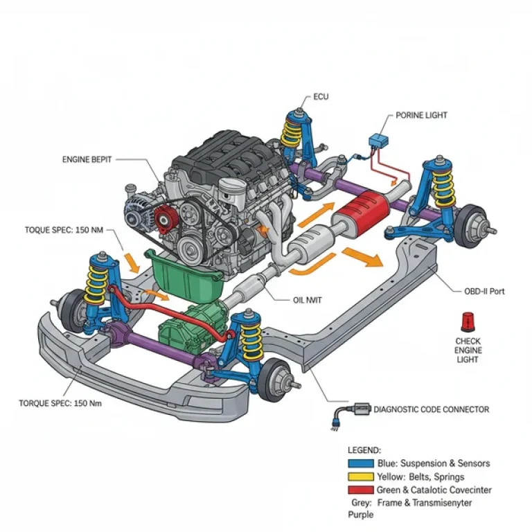 toyota camry undercarriage parts diagram diagram with labeled components and explanations