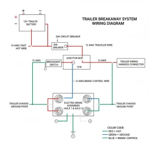 trailer breakaway system wiring diagram diagram with labeled components and explanations
